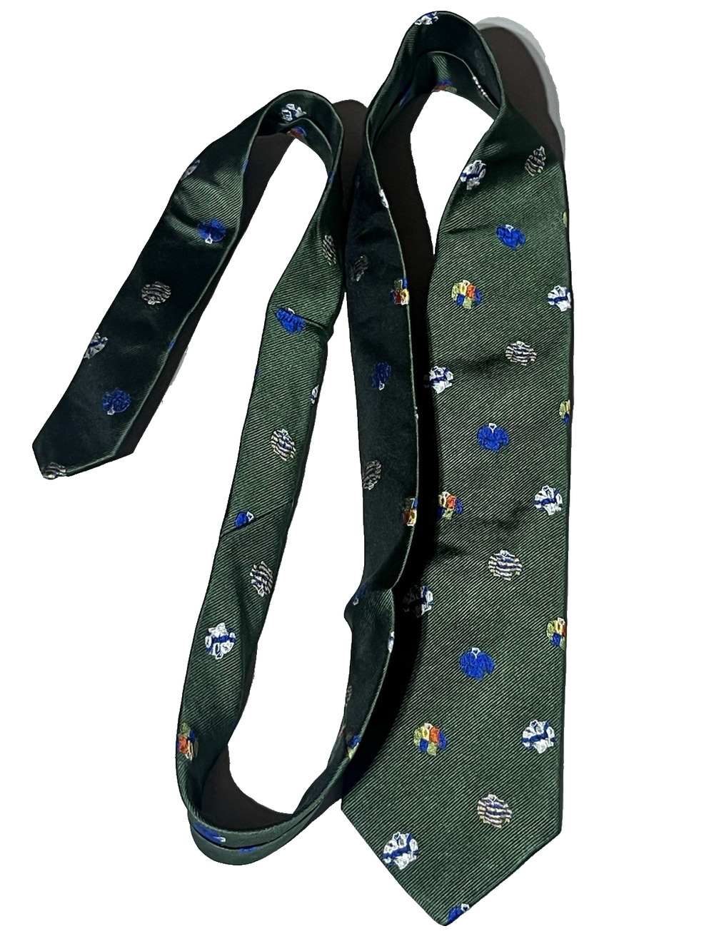 J Crew Ludlow English Silk Tie in Rugby Pattern Green Mens Necktie Handmade USA